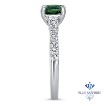 Load image into Gallery viewer, 1.57ct Round Green Sapphire Ring with Diamond Accents in 18K White Gold