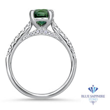 Load image into Gallery viewer, 1.57ct Round Green Sapphire Ring with Diamond Accents in 18K White Gold