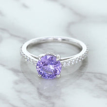 Load image into Gallery viewer, 2.14ct EGL Certified Round Unheated Lavender Sapphire Ring with Diamonds in 18K White Gold