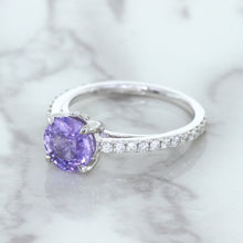 Load image into Gallery viewer, 2.14ct EGL Certified Round Unheated Lavender Sapphire Ring with Diamonds in 18K White Gold