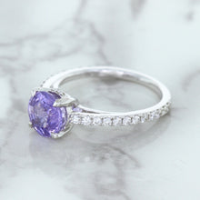 Load image into Gallery viewer, 2.14ct EGL Certified Round Unheated Lavender Sapphire Ring with Diamonds in 18K White Gold