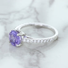 Load image into Gallery viewer, 2.14ct EGL Certified Round Unheated Lavender Sapphire Ring with Diamonds in 18K White Gold