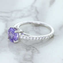 Load image into Gallery viewer, 2.14ct EGL Certified Round Unheated Lavender Sapphire Ring with Diamonds in 18K White Gold