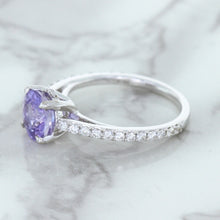 Load image into Gallery viewer, 2.14ct EGL Certified Round Unheated Lavender Sapphire Ring with Diamonds in 18K White Gold