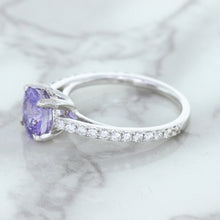 Load image into Gallery viewer, 2.14ct EGL Certified Round Unheated Lavender Sapphire Ring with Diamonds in 18K White Gold