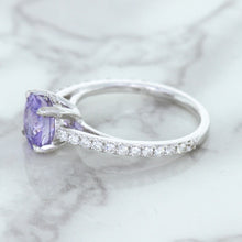 Load image into Gallery viewer, 2.14ct EGL Certified Round Unheated Lavender Sapphire Ring with Diamonds in 18K White Gold