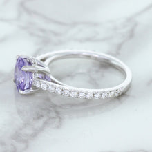 Load image into Gallery viewer, 2.14ct EGL Certified Round Unheated Lavender Sapphire Ring with Diamonds in 18K White Gold
