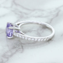 Load image into Gallery viewer, 2.14ct EGL Certified Round Unheated Lavender Sapphire Ring with Diamonds in 18K White Gold