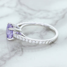 Load image into Gallery viewer, 2.14ct EGL Certified Round Unheated Lavender Sapphire Ring with Diamonds in 18K White Gold