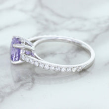 Load image into Gallery viewer, 2.14ct EGL Certified Round Unheated Lavender Sapphire Ring with Diamonds in 18K White Gold