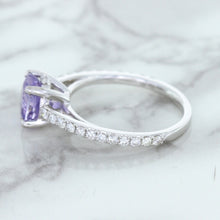 Load image into Gallery viewer, 2.14ct EGL Certified Round Unheated Lavender Sapphire Ring with Diamonds in 18K White Gold