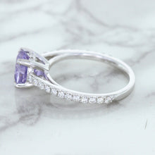 Load image into Gallery viewer, 2.14ct EGL Certified Round Unheated Lavender Sapphire Ring with Diamonds in 18K White Gold
