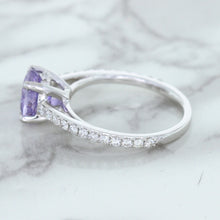 Load image into Gallery viewer, 2.14ct EGL Certified Round Unheated Lavender Sapphire Ring with Diamonds in 18K White Gold