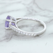 Load image into Gallery viewer, 2.14ct EGL Certified Round Unheated Lavender Sapphire Ring with Diamonds in 18K White Gold
