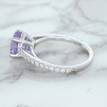 Load image into Gallery viewer, 2.14ct EGL Certified Round Unheated Lavender Sapphire Ring with Diamonds in 18K White Gold
