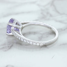Load image into Gallery viewer, 2.14ct EGL Certified Round Unheated Lavender Sapphire Ring with Diamonds in 18K White Gold