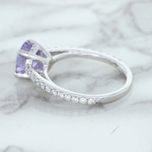 Load image into Gallery viewer, 2.14ct EGL Certified Round Unheated Lavender Sapphire Ring with Diamonds in 18K White Gold