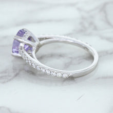 Load image into Gallery viewer, 2.14ct EGL Certified Round Unheated Lavender Sapphire Ring with Diamonds in 18K White Gold