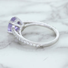 Load image into Gallery viewer, 2.14ct EGL Certified Round Unheated Lavender Sapphire Ring with Diamonds in 18K White Gold