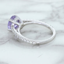 Load image into Gallery viewer, 2.14ct EGL Certified Round Unheated Lavender Sapphire Ring with Diamonds in 18K White Gold