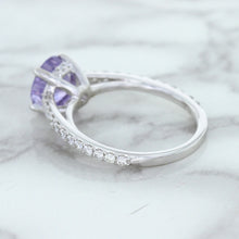 Load image into Gallery viewer, 2.14ct EGL Certified Round Unheated Lavender Sapphire Ring with Diamonds in 18K White Gold