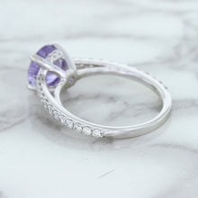 Load image into Gallery viewer, 2.14ct EGL Certified Round Unheated Lavender Sapphire Ring with Diamonds in 18K White Gold
