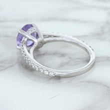 Load image into Gallery viewer, 2.14ct EGL Certified Round Unheated Lavender Sapphire Ring with Diamonds in 18K White Gold