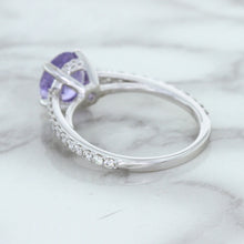 Load image into Gallery viewer, 2.14ct EGL Certified Round Unheated Lavender Sapphire Ring with Diamonds in 18K White Gold