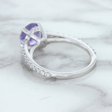 Load image into Gallery viewer, 2.14ct EGL Certified Round Unheated Lavender Sapphire Ring with Diamonds in 18K White Gold