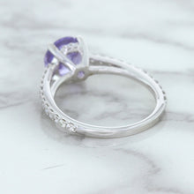 Load image into Gallery viewer, 2.14ct EGL Certified Round Unheated Lavender Sapphire Ring with Diamonds in 18K White Gold