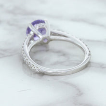 Load image into Gallery viewer, 2.14ct EGL Certified Round Unheated Lavender Sapphire Ring with Diamonds in 18K White Gold