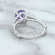 Load image into Gallery viewer, 2.14ct EGL Certified Round Unheated Lavender Sapphire Ring with Diamonds in 18K White Gold