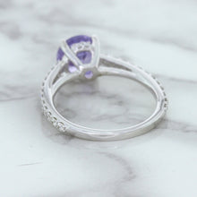 Load image into Gallery viewer, 2.14ct EGL Certified Round Unheated Lavender Sapphire Ring with Diamonds in 18K White Gold