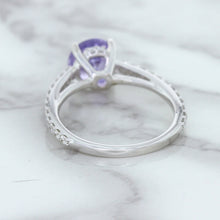 Load image into Gallery viewer, 2.14ct EGL Certified Round Unheated Lavender Sapphire Ring with Diamonds in 18K White Gold
