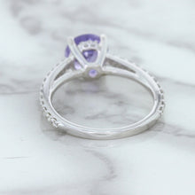 Load image into Gallery viewer, 2.14ct EGL Certified Round Unheated Lavender Sapphire Ring with Diamonds in 18K White Gold