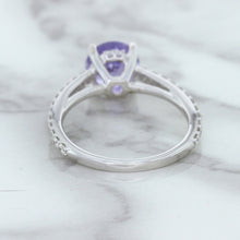 Load image into Gallery viewer, 2.14ct EGL Certified Round Unheated Lavender Sapphire Ring with Diamonds in 18K White Gold