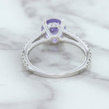 Load image into Gallery viewer, 2.14ct EGL Certified Round Unheated Lavender Sapphire Ring with Diamonds in 18K White Gold