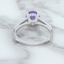 Load image into Gallery viewer, 2.14ct EGL Certified Round Unheated Lavender Sapphire Ring with Diamonds in 18K White Gold
