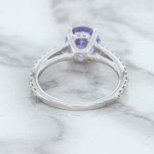 Load image into Gallery viewer, 2.14ct EGL Certified Round Unheated Lavender Sapphire Ring with Diamonds in 18K White Gold