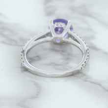 Load image into Gallery viewer, 2.14ct EGL Certified Round Unheated Lavender Sapphire Ring with Diamonds in 18K White Gold