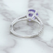 Load image into Gallery viewer, 2.14ct EGL Certified Round Unheated Lavender Sapphire Ring with Diamonds in 18K White Gold