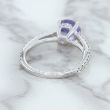 Load image into Gallery viewer, 2.14ct EGL Certified Round Unheated Lavender Sapphire Ring with Diamonds in 18K White Gold