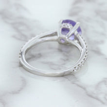 Load image into Gallery viewer, 2.14ct EGL Certified Round Unheated Lavender Sapphire Ring with Diamonds in 18K White Gold