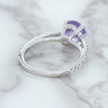 Load image into Gallery viewer, 2.14ct EGL Certified Round Unheated Lavender Sapphire Ring with Diamonds in 18K White Gold