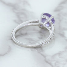 Load image into Gallery viewer, 2.14ct EGL Certified Round Unheated Lavender Sapphire Ring with Diamonds in 18K White Gold