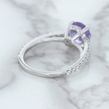 Load image into Gallery viewer, 2.14ct EGL Certified Round Unheated Lavender Sapphire Ring with Diamonds in 18K White Gold