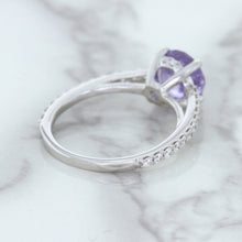 Load image into Gallery viewer, 2.14ct EGL Certified Round Unheated Lavender Sapphire Ring with Diamonds in 18K White Gold