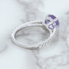 Load image into Gallery viewer, 2.14ct EGL Certified Round Unheated Lavender Sapphire Ring with Diamonds in 18K White Gold