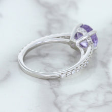Load image into Gallery viewer, 2.14ct EGL Certified Round Unheated Lavender Sapphire Ring with Diamonds in 18K White Gold