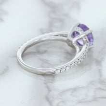 Load image into Gallery viewer, 2.14ct EGL Certified Round Unheated Lavender Sapphire Ring with Diamonds in 18K White Gold